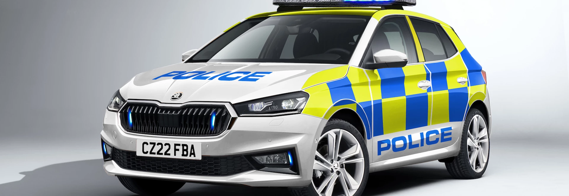Skoda continues police car tradition with blue light Fabia 